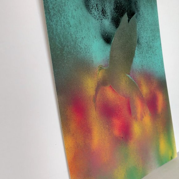 Hummingbird and Flowers Painting On Paper 15x11 Hand Crafted - Picture 4 of 16